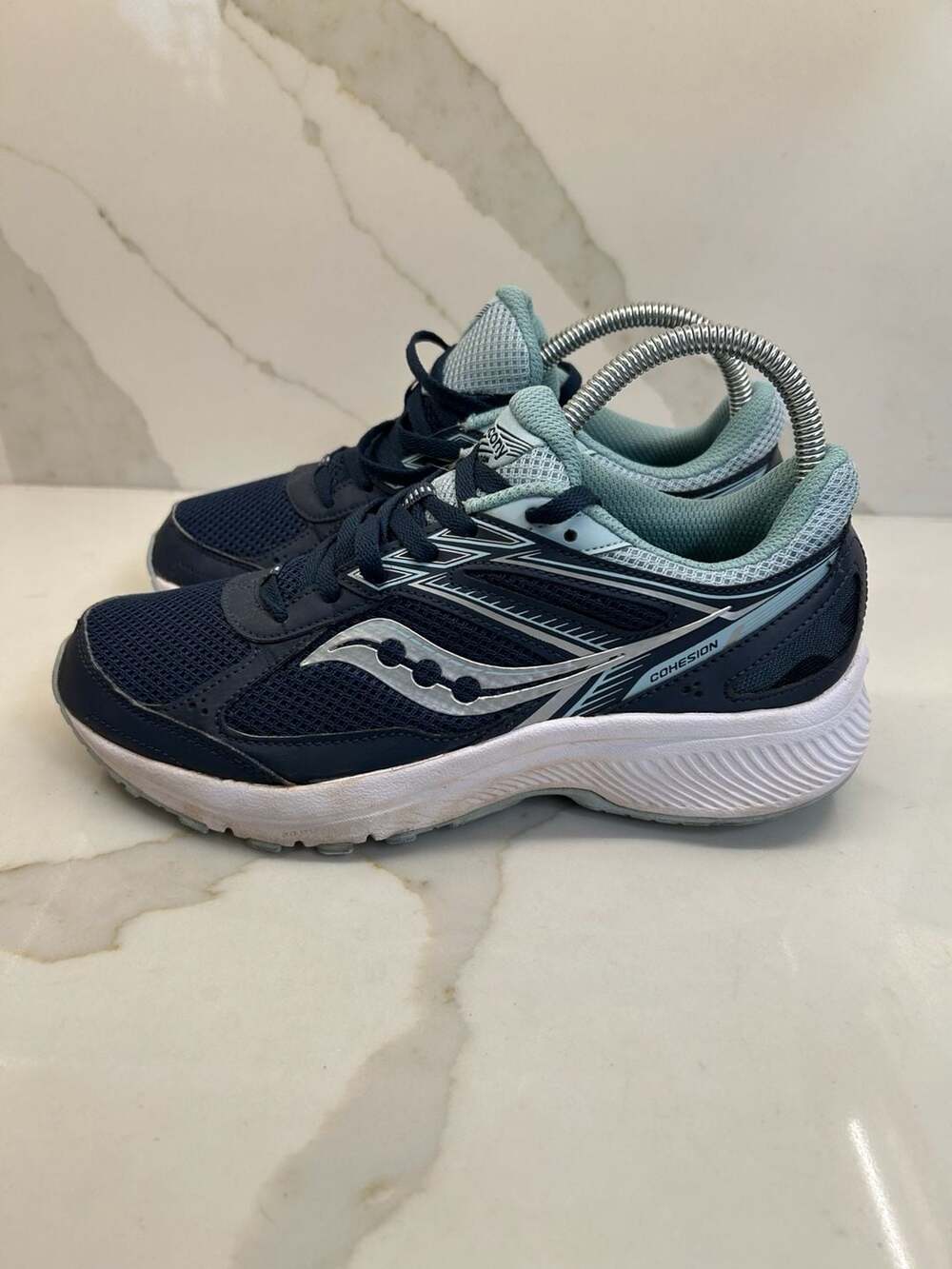 Saucony Women's Cohesion 14 Navy and Light Blue Road Running Shoes (Size: 7.5)